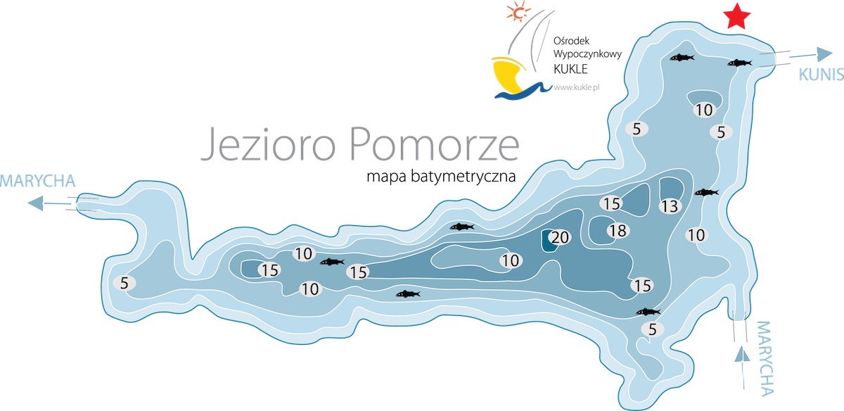 MAPA BATYMETRYCZNA jeziora Pomorze w Kuklach